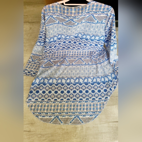 Preowned white blue duster in size L - Picture 4 of 5